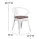 White |#| White Metal Chair with Wood Seat and Arms - Restaurant Furniture