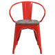 Red |#| Red Metal Chair with Wood Seat and Arms - Restaurant Furniture