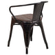 Black-Antique Gold |#| Black-Antique Gold Stackable Metal Chair with Wood Seat and Arms - Bistro Chair