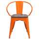 Orange |#| Orange Metal Chair with Wood Seat and Arms - Restaurant Furniture