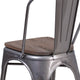 Clear Coated Metal Stackable Chair with Wood Seat