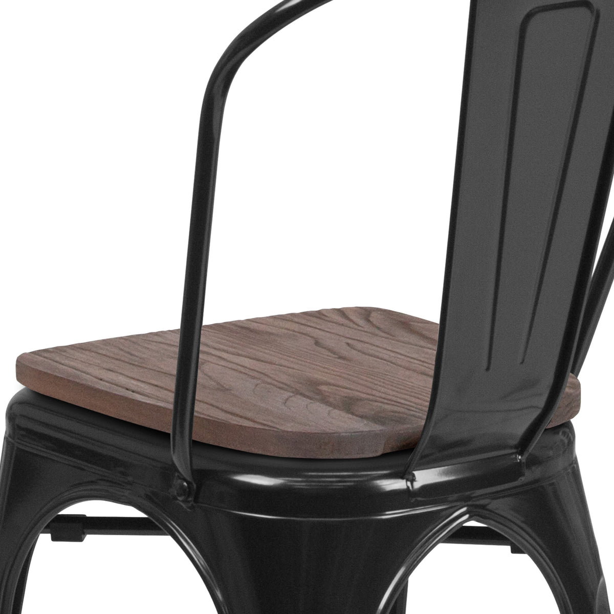 Black |#| Black Metal Stackable Chair with Wood Seat - Restaurant Chair - Bistro Chair