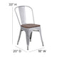 Silver |#| Silver Metal Stackable Chair with Wood Seat - Restaurant Chair - Bistro Chair