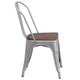 Silver |#| Silver Metal Stackable Chair with Wood Seat - Restaurant Chair - Bistro Chair