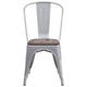 Silver |#| Silver Metal Stackable Chair with Wood Seat - Restaurant Chair - Bistro Chair