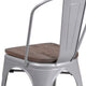 Silver |#| Silver Metal Stackable Chair with Wood Seat - Restaurant Chair - Bistro Chair