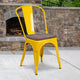 Yellow |#| Yellow Metal Stackable Chair with Wood Seat - Restaurant Chair - Bistro Chair