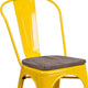 Yellow |#| Yellow Metal Stackable Chair with Wood Seat - Restaurant Chair - Bistro Chair