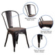 Black-Antique Gold |#| Black-Antique Gold Metal Stackable Chair with Wood Seat - Restaurant Chair