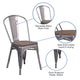 Clear Coated Metal Stackable Chair with Wood Seat