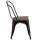 Black-Antique Gold |#| Black-Antique Gold Metal Stackable Chair with Wood Seat - Restaurant Chair