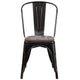 Black-Antique Gold |#| Black-Antique Gold Metal Stackable Chair with Wood Seat - Restaurant Chair