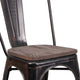 Black-Antique Gold |#| Black-Antique Gold Metal Stackable Chair with Wood Seat - Restaurant Chair