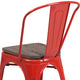 Red |#| Red Metal Stackable Chair with Wood Seat - Restaurant Chair - Bistro Chair