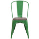 Green |#| Green Metal Stackable Chair with Wood Seat - Restaurant Chair - Bistro Chair