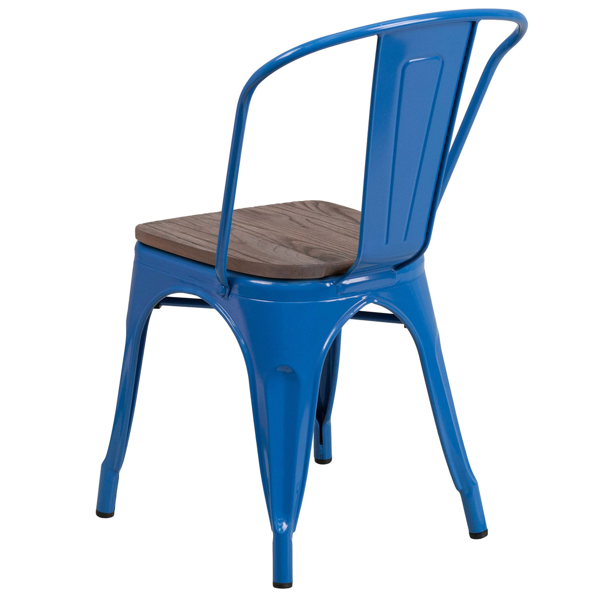 Blue |#| Blue Metal Stackable Chair with Wood Seat - Restaurant Chair - Bistro Chair