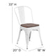 White |#| White Metal Stackable Chair with Wood Seat - Restaurant Chair - Bistro Chair