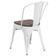 White |#| White Metal Stackable Chair with Wood Seat - Restaurant Chair - Bistro Chair