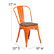 Orange |#| Orange Metal Stackable Chair with Wood Seat - Restaurant Chair - Bistro Chair