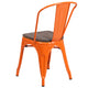 Orange |#| Orange Metal Stackable Chair with Wood Seat - Restaurant Chair - Bistro Chair