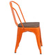 Orange |#| Orange Metal Stackable Chair with Wood Seat - Restaurant Chair - Bistro Chair