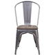 Clear Coated Metal Stackable Chair with Wood Seat