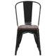 Black |#| Black Metal Stackable Chair with Wood Seat - Restaurant Chair - Bistro Chair