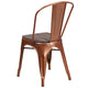 Copper |#| Copper Metal Stackable Chair with Wood Seat - Kitchen Furniture - Café Chair