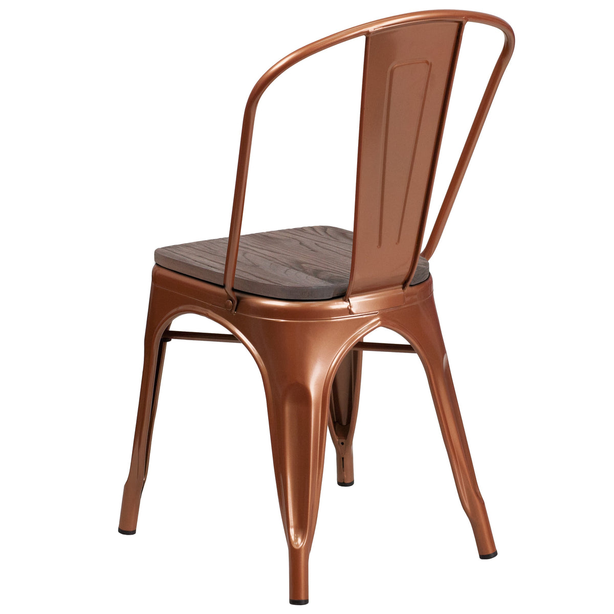 Copper |#| Copper Metal Stackable Chair with Wood Seat - Kitchen Furniture - Café Chair