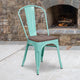 Mint Green |#| Mint Green Metal Stackable Chair with Wood Seat - Kitchen Furniture - Café Chair