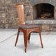 Copper |#| Copper Metal Stackable Chair with Wood Seat - Kitchen Furniture - Café Chair