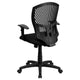 Mid-Back Designer Back Swivel Task Office Chair w/ Fabric Seat & Adjustable Arms