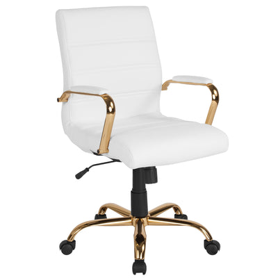 Mid-Back Executive Swivel Office Chair with Metal Frame and Arms