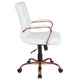 White LeatherSoft/Rose Gold Frame |#| Mid-Back White LeatherSoft Executive Swivel Office Chair - Rose Gold Frame/Arms