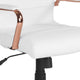 White LeatherSoft/Rose Gold Frame |#| Mid-Back White LeatherSoft Executive Swivel Office Chair - Rose Gold Frame/Arms