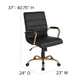 Black LeatherSoft/Gold Frame |#| Mid-Back Black LeatherSoft Executive Swivel Office Chair with Gold Frame/Arms