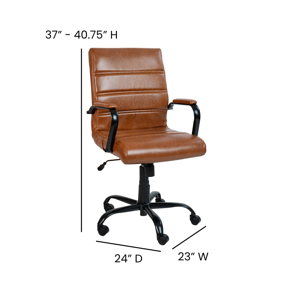 Brown LeatherSoft/Black Frame |#| Mid-Back Brown LeatherSoft Executive Swivel Office Chair with Black Frame/Arms