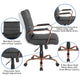 Black LeatherSoft/Rose Gold Frame |#| Mid-Back Black LeatherSoft Executive Swivel Office Chair - Rose Gold Frame/Arms