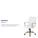 White LeatherSoft/Gold Frame |#| Mid-Back White LeatherSoft Executive Swivel Office Chair with Gold Frame/Arms