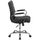 Black LeatherSoft/Chrome Frame |#| Mid-Back Black LeatherSoft Executive Swivel Office Chair with Chrome Frame/Arms