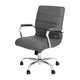 Gray LeatherSoft/Chrome Frame |#| Mid-Back Gray LeatherSoft Executive Swivel Office Chair with Chrome Frame/Arms