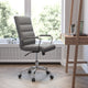 Gray LeatherSoft/Chrome Frame |#| Mid-Back Gray LeatherSoft Executive Swivel Office Chair with Chrome Frame/Arms