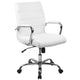 White LeatherSoft/Chrome Frame |#| Mid-Back White LeatherSoft Executive Swivel Office Chair with Chrome Frame/Arms