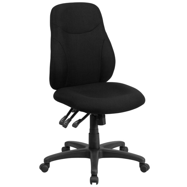 Mid-Back Black Fabric Multifunction Swivel Ergonomic Chair with Back Adjustment