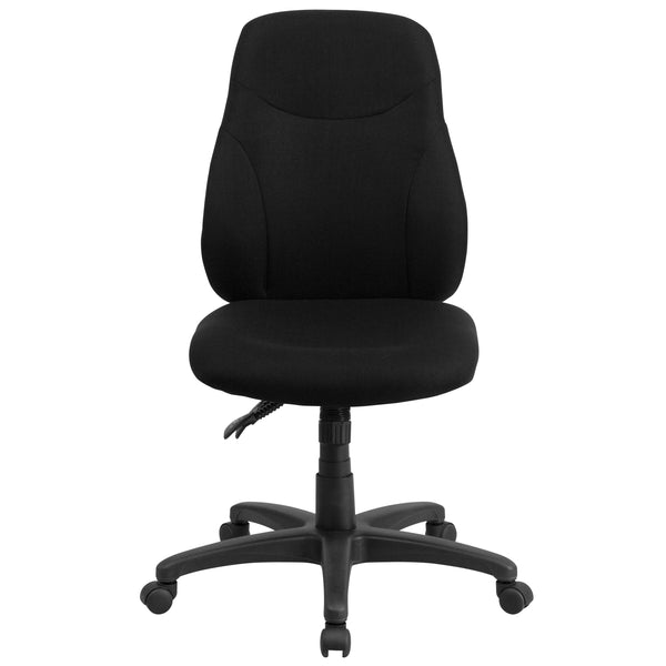 Mid-Back Black Fabric Multifunction Swivel Ergonomic Chair with Back Adjustment