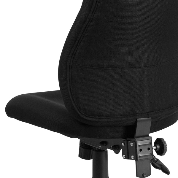 Mid-Back Black Fabric Multifunction Swivel Ergonomic Chair with Back Adjustment