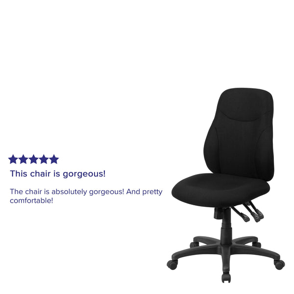 Mid-Back Black Fabric Multifunction Swivel Ergonomic Chair with Back Adjustment