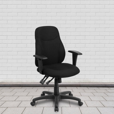 Mid-Back Fabric Multifunction Swivel Ergonomic Task Office Chair with 1.5" Back Adjustment and Adjustable Arms - View 2