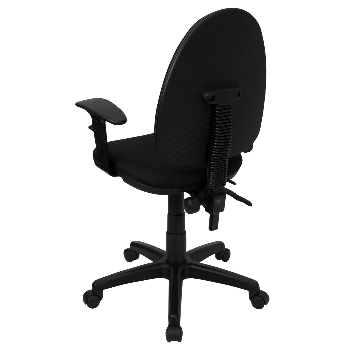 Black |#| Mid-Back Black Fabric Multifunction Swivel Ergonomic Task Office Chair with Arms