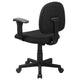 Black |#| Mid-Back Black Fabric Swivel Task Office Chair with Adjustable Height and Arms